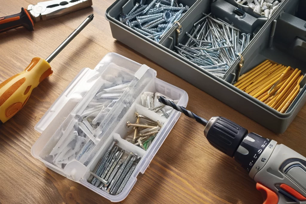 Almacenamiento de herramientas y piezas de construcción