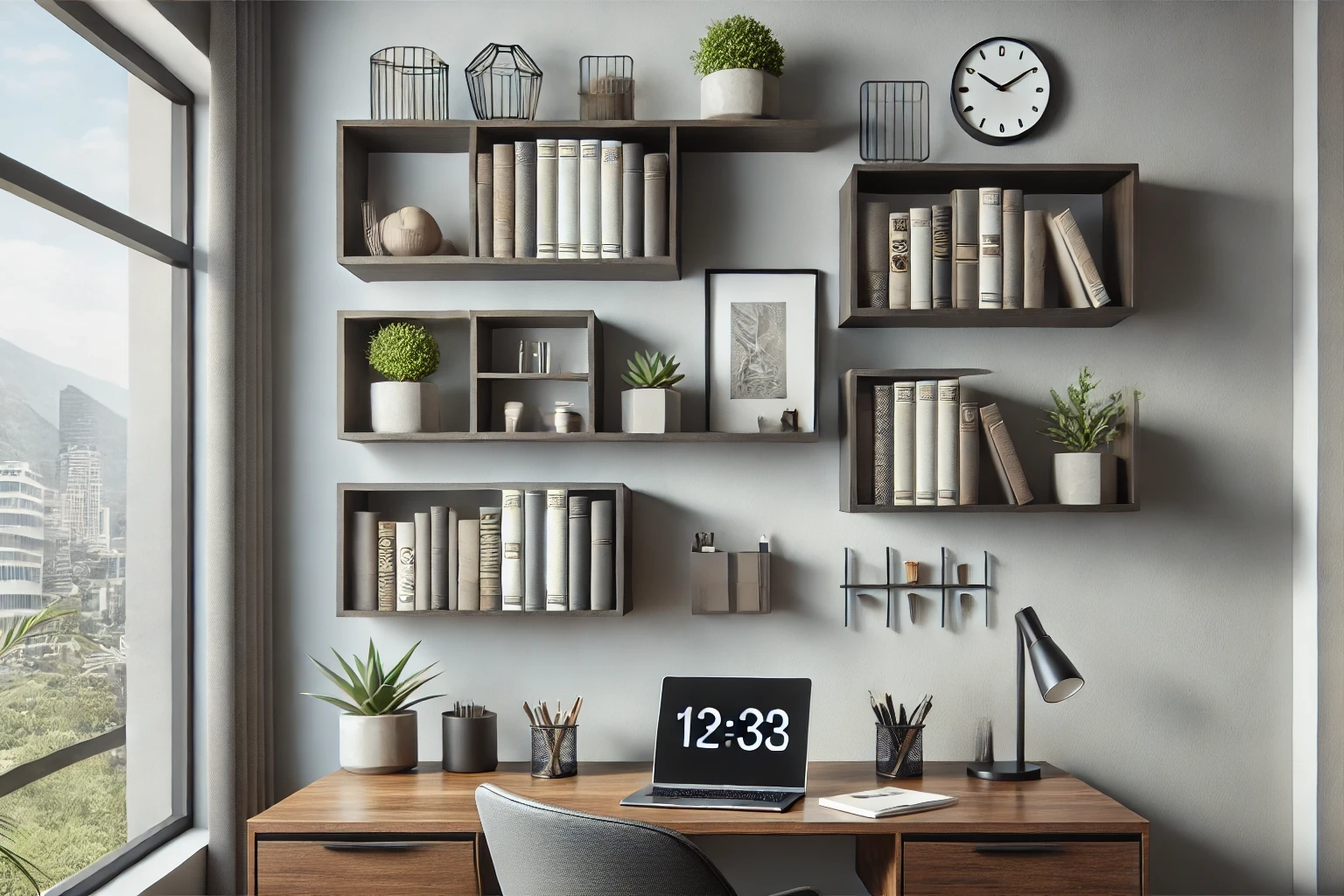 Estante de pared flotante para oficina portada