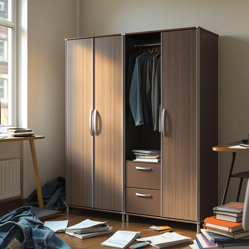 Closet armable con puertas cafes
