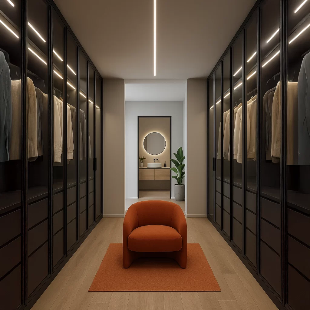 Vestidor con closets y baño