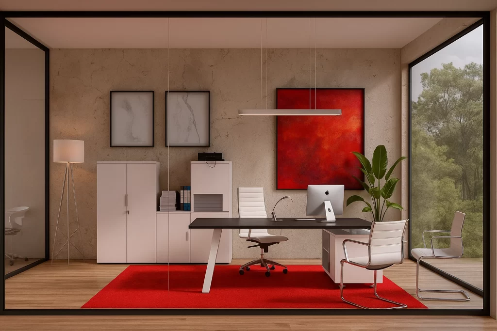 Colo en la oficina en rojo