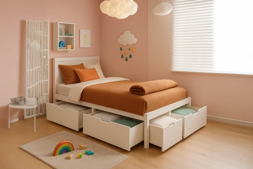 Cama con almacenamiento portada