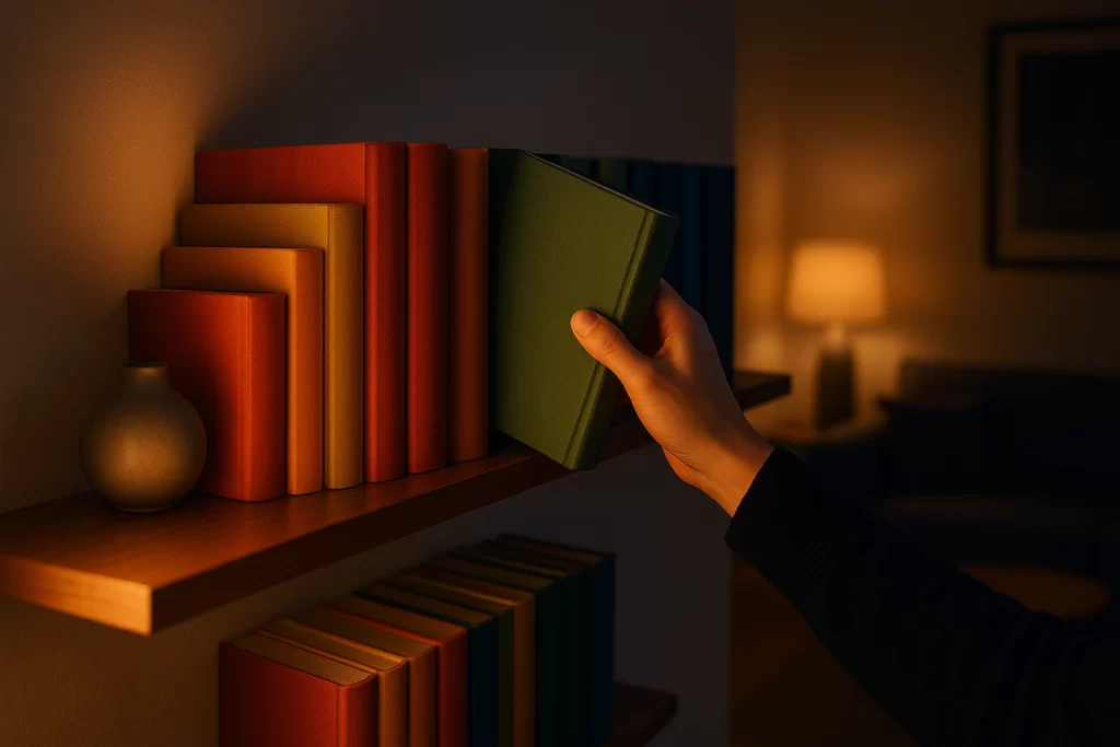 Repisa con libros de noche