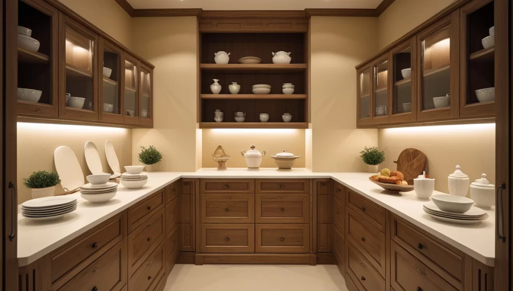 Almacenamiento de tazas y platos en alacena