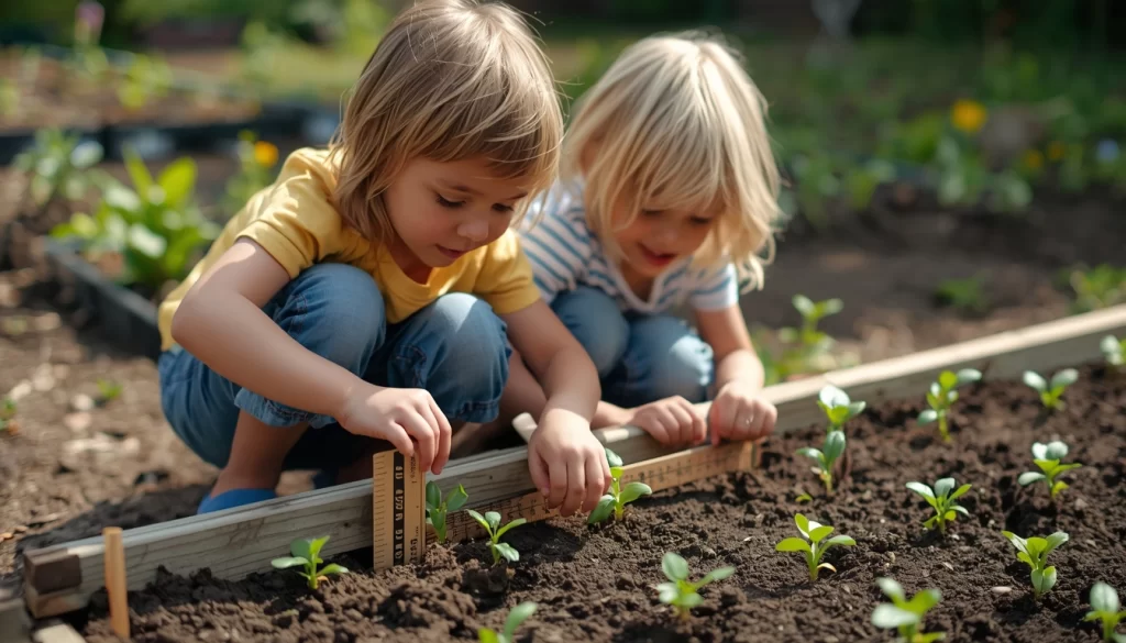 huerto en casa para niños sembrando