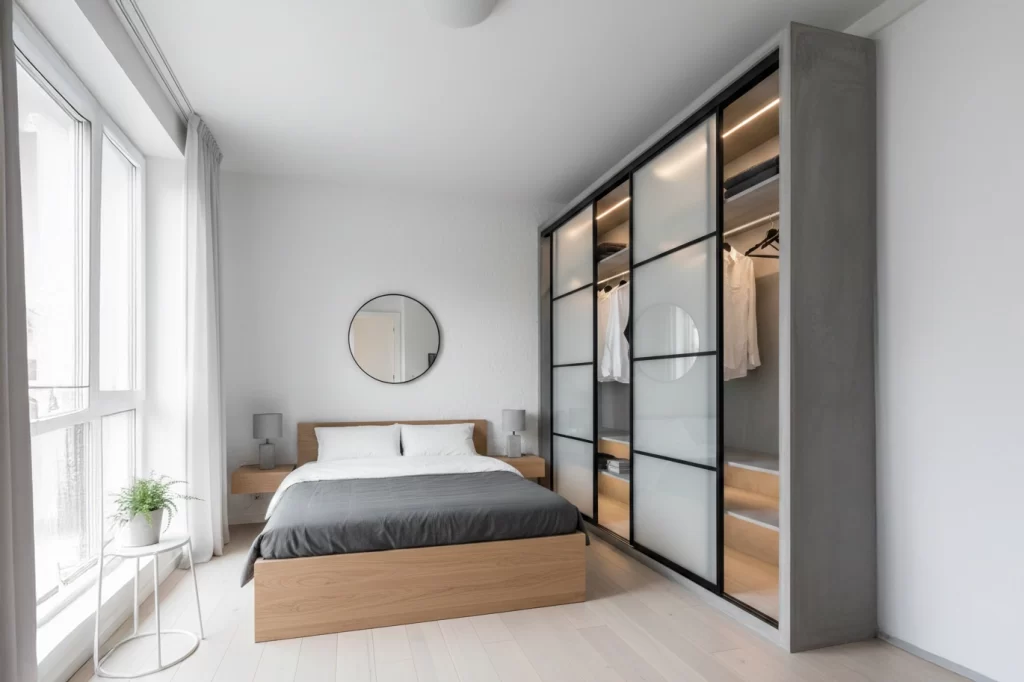 Closet de cemento con puerta delgado