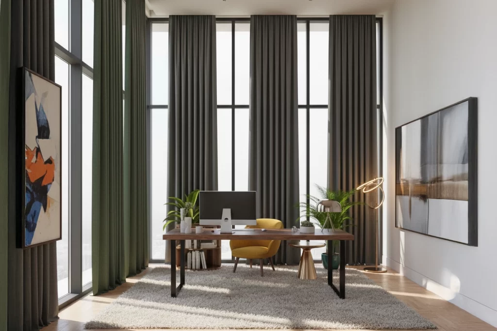 Cortinas black out en un estudio