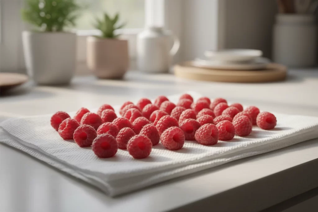 como desinfectar frambuesas y secarlas