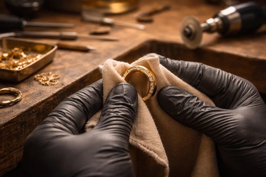 Cuidado el oro al limpiarlo